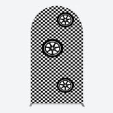 Lofaris Racing Black White Grid Tire Birthday Arch Backdrop